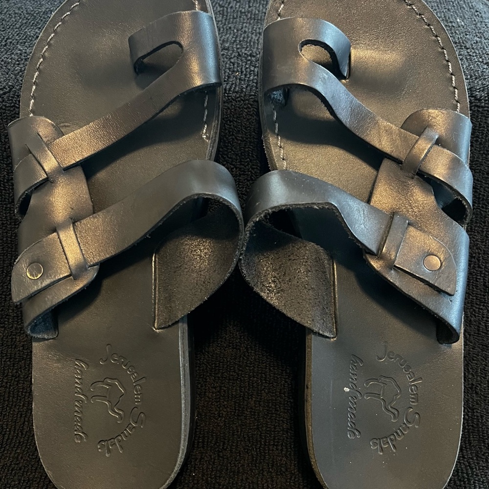 Jerusalem Sandals Men's Black Leather Sandals